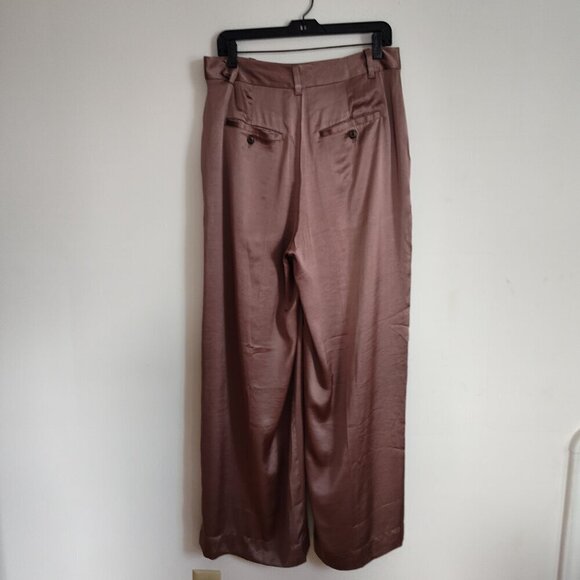 Ladies SZ 8 Madwelll Mocha Mousse Harlow Satin Wide-Leg Pant - Picture 3 of 4